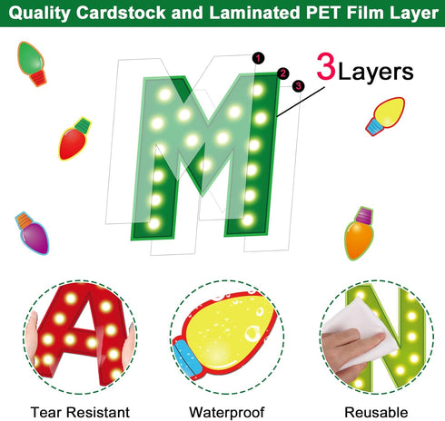 Christmas Cutouts, Xmas Bulb Classroom Bulletin Board Decorations for Merry Christmas Party Supplies for Kids Students