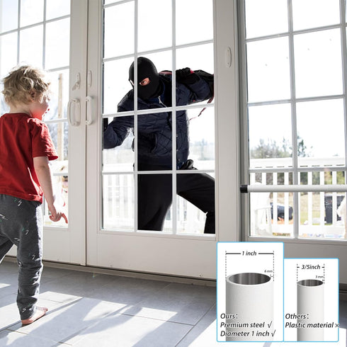16.5" 51" 2 Pack BsBsBest Sliding Door Security Bar to Sliding Door Lock Heavy Duty Sliding Glass Patio Door Window