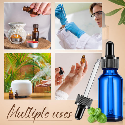 Lallisa 100 Pack Essential Oil Dropper Bottles, 30 ml Glass with Eye Dropper Dispenser, 5 Funnels, 5 Pipettes, 100