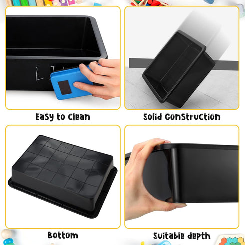 Qunclay 10 Pcs Flat Storage Tray Organizer, Letter Size Paper Trays, Stackable File Paper Tray for School Office, Black