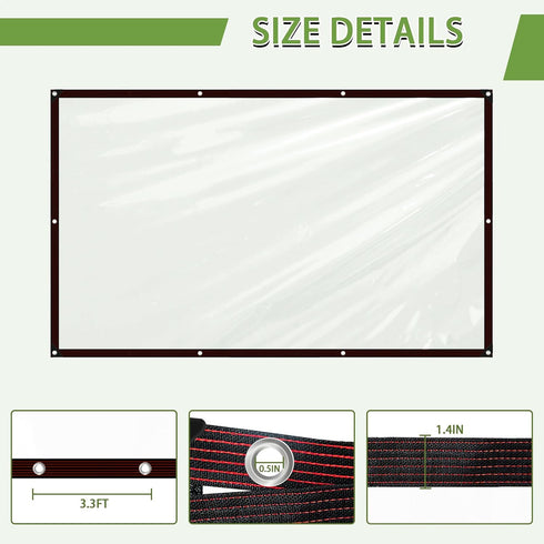 6x10-Heavy Grommets,Outdoor Clear Tarp Waterproof Duty Plastic Tarps,Vinyl Transparent Tarpaulin with Small&Large Tarp