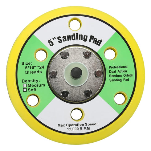 Asabocai 5Inch 6 Hole Hook and Loop Orbital Sander Replacement Pad Backing Pad for Air Sander
