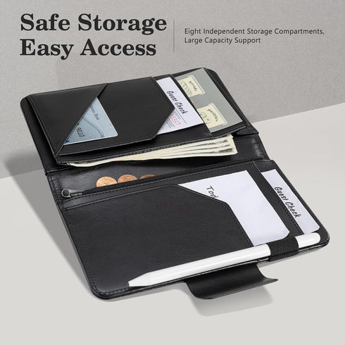 5.12" 7.91" 8 CoBak Premium Server Book - x Waiter Wallet Organizer in Genuine Leather, with Pockets, Magnetic Pocket
