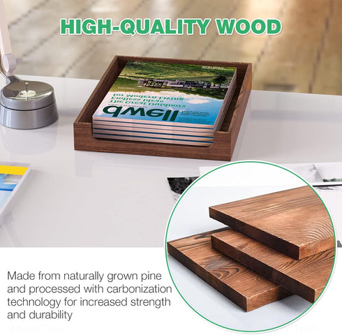 Wooden Letter Tray, Natural Pine Wood Desktop Organizer, Multi-Functional Storage for Office Kitchen, Stackable