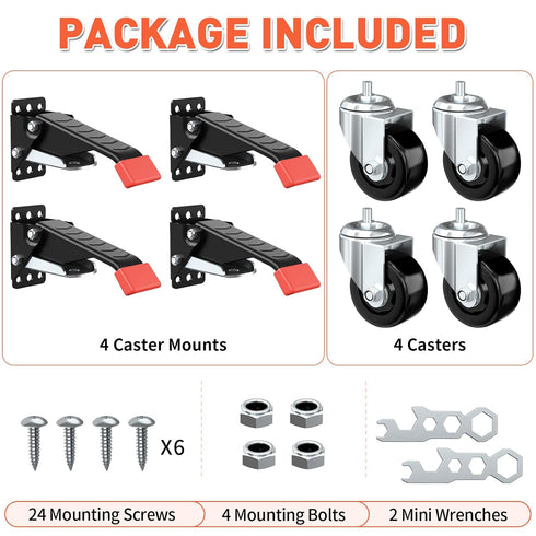 SPACEKEEPER Workbench Casters Kit, 920 Lbs Retractable Heavy Duty Wheels for Workbenches, 4 Pack