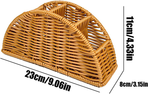 Generic 4 Woven Remote Control Holder - Compartment Imitation Rattan Basket | Bohemian Rustic TV Remote Storage Box |
