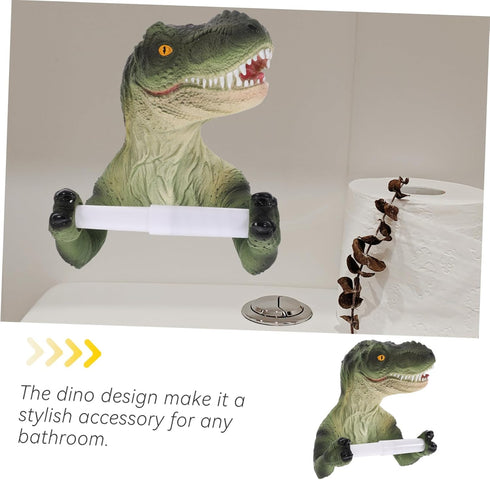 Holibanna Dinosaur Toilet Paper Holder Adhesive Backing Fun Bathroom Decor for Boys and Girls Wall-Mounted Easy