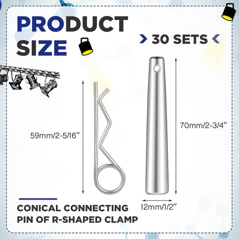 Tandefio 30 Sets Heavy Duty Cotter Pins Assortment Kit with R Clip for Hitch Lock Systems and Truss Accessories