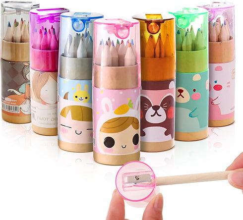Cute Mini Pencil Sharpener, Kawaii Manual Pencil Cutter, Handheld Cartoon Accessory for Kid Artists (7 Pcs)