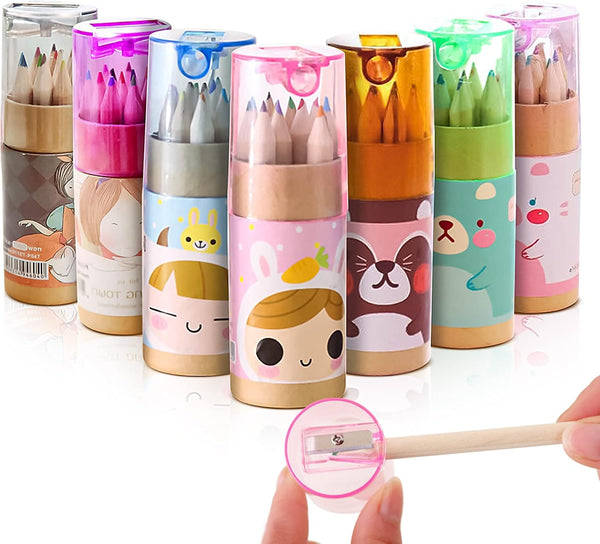 Cute Mini Pencil Sharpener, Kawaii Manual Pencil Cutter, Handheld Cartoon Accessory for Kid Artists (7 Pcs)