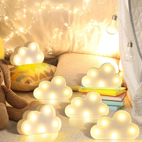 6 (Clound-6pcs) clothmile Pcs LED Cloud Night Light Can Be Hung On The Wall Kids Room Room Light, Suitable for Birthday