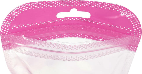 (100, 6.30 inch 9.45 inch) Clear Window Half Pink Plastic Resealable Bags with Butterfly Hang Hole for Jewelry