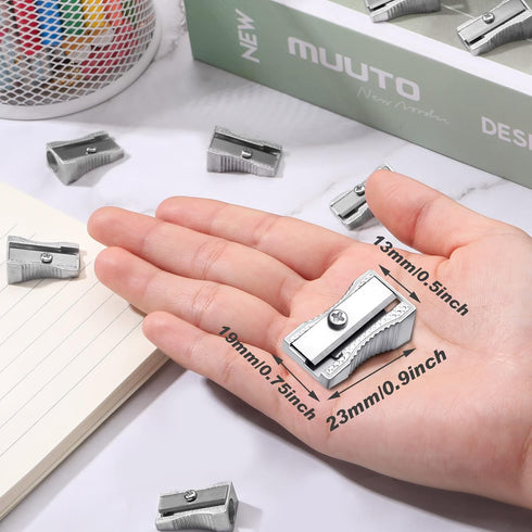 Fumete 96 Pcs Handheld Metal Pencil Sharpeners, Single Hole Aluminum Alloy Manual Sharpener Bulk for School Office