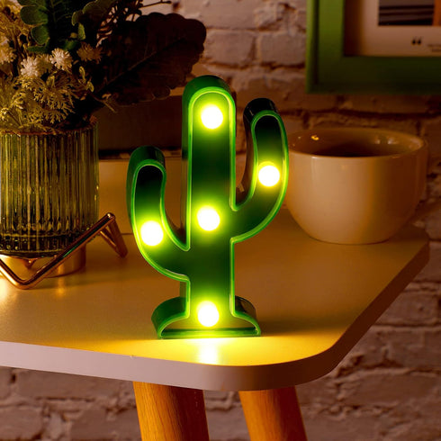 12 Kathfly Pieces Western Party Decor Cactus Light Centerpieces Mexican Fiesta Party Decorations Night LED Tabletop