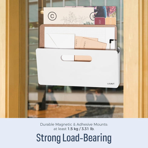 loukin Vertical File Folder Organizer, Wall Mount File Holder for Whiteboard, Refrigerator, Office, Mail, Documents