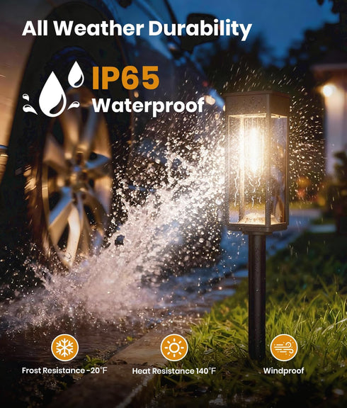 2 Pack IP65 ALFIOT Solar Pathway Lights Outdoor, Bright Solar Lights Outdoor, Waterproof Solar Garden Lights Solar