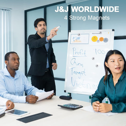 J&J Worldwide Install Fittings, Includes Hardware, Maker Tray, Markers, Eraser, and 4 Magnets, Black