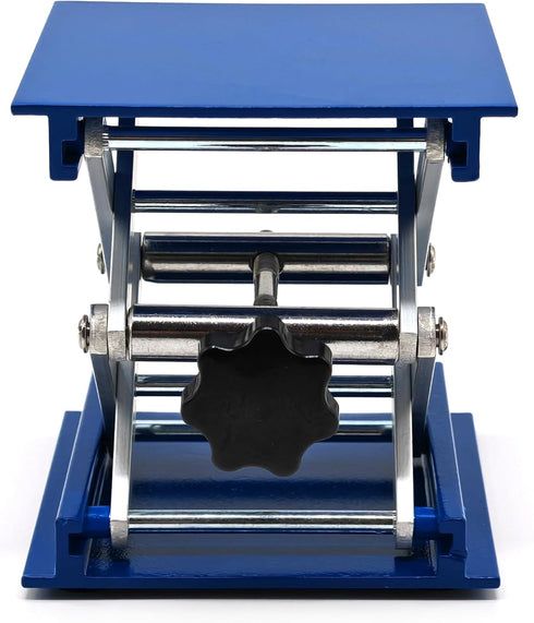 Lab Jack Stand Platform, Mini Scissor Lift 4" x 4", Aluminum Blue, Max. Support 5KG, 145mm Height