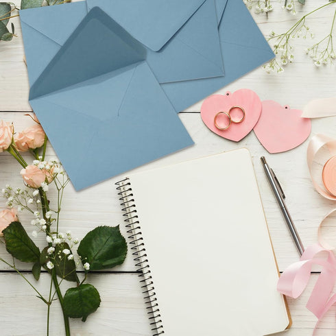 Whaline 50Pcs Dusty Blue A7 Invitation Envelopes Set, V-Flap Gift Card Sleeves for Mailing, 7.3x5.3 Inch