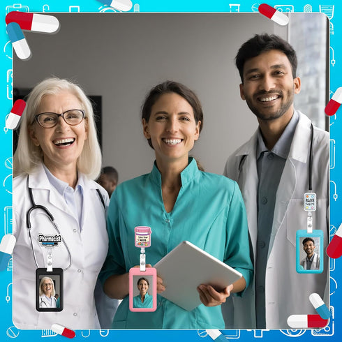 Jiytivity 60 Pcs Pharmacy Gifts Funny Pharmacy Technician Gifts Include Pharmacy Badge Reel Bulk Thank You Cards
