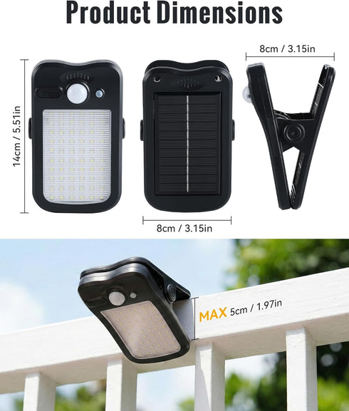 60 3 IP65 Clip on Solar Lights Outdoor, LED Solar Motion Sensor Clamp on Light with Modes, Waterproof Portable Clamp