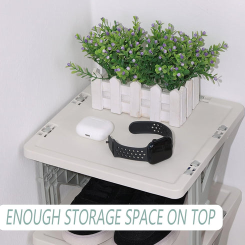 Afromy 5 Tier Plastic Collapsible Shoe Shelf, Vertical Shoe Organizer Rack for Front Door Entrance