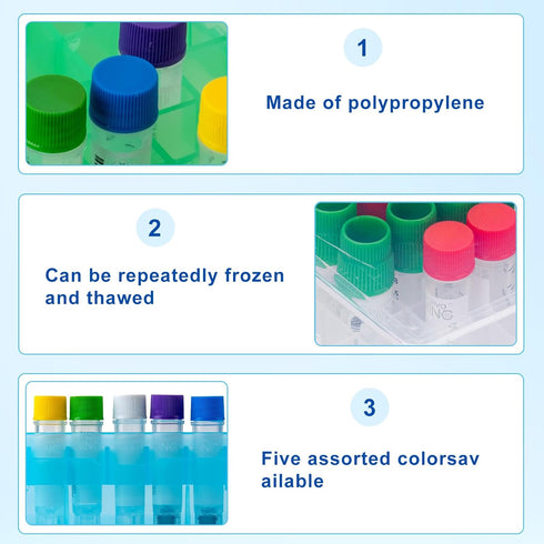2in 25 Well PP Cryogenic Boxes, Microtube Storage Box, Tube Laboratory Storage Freezer Boxes, 5 Pcs