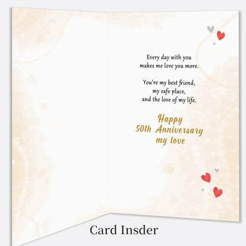 Beixian 50th 50 50th Romantic Anniversary Card for Husband, Funny Year Anniversary Card Gifts from Wife, Sweet Wedding