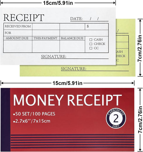 WEIZHEN 6-pack (300 sets) 2-part This of Money & Rent Receipt Books features carbonless receipts, waterproof covers