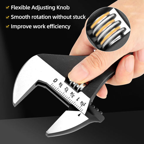4-Piece Set 10" 12" 16" sets GRENPRO Adjustable Spud Wrench with Gloves, Large Crescent Plumbers Wrenches for Crowbar