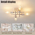 4-Light E26 Industrial Semi Flush Mount Ceiling Light Fixture, Modern White Gold Chandelier Lighting, Farmhouse Sputnik