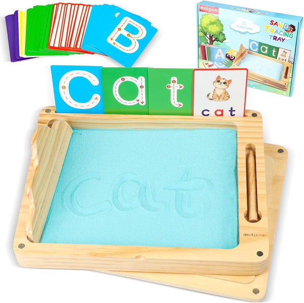 Sand Tray for Classroom - Montessori Sand Writing Trays with Lid, Wooden