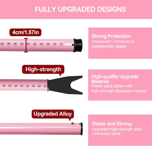 Jammer (1 Pack,Pink) AceMining Upgraded Door Security Bar & Sliding Patio Bar, Heavy Duty Stoppers Adjustable for Home