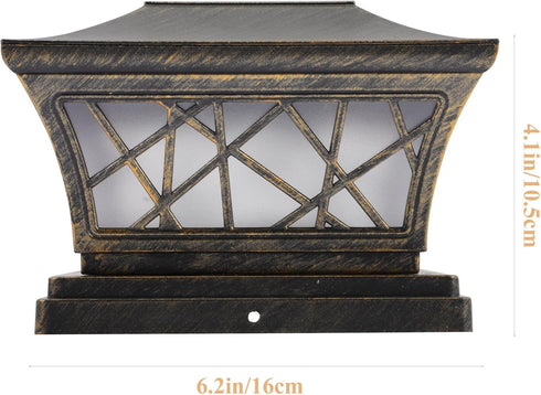 OUNONA Solar Post Light Fixture Outdoor Waterproof Garden Floor Lamp Decor Copper Matte Shade, Solar Powered Exterior
