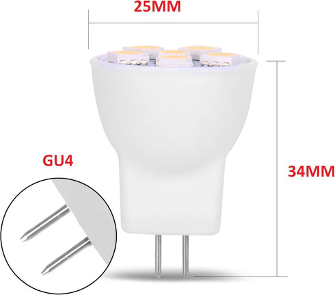 MR8 Light Bulb LED Replacement for Mini Halogen Recessed Lamps 12 Volt 1" Diameter GU4 RV Boat Camper Yacht Train Motor Home Interior Tiny House Ship Van Truck Sprinter Lighting - Warm White - 2 Pack by 12Vmonster