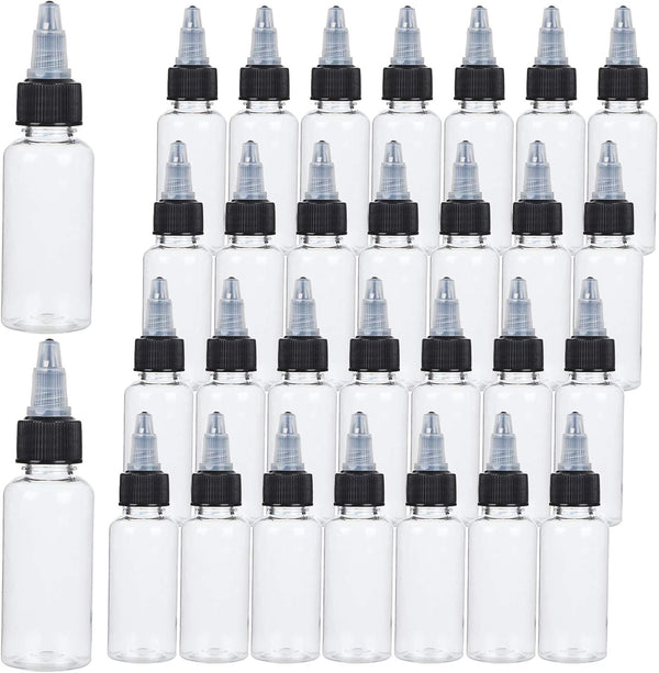 50 Pack 1oz Plastic Squeeze Bottles with Twist Top Cap, Boston Dispensing Bottles Small Sauce Bottle with Squeeze Top,