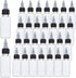 50 Pack 1oz Plastic Squeeze Bottles with Twist Top Cap, Boston Dispensing Bottles Small Sauce Bottle with Squeeze Top,