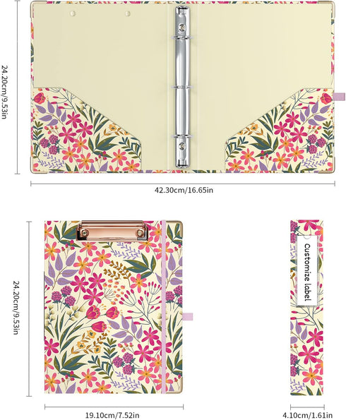 Ospelelf Mini 3 Ring Binder 1 Inch, Cute Binder for 5.5" x 8.5" with 5 Tab Dividers and File Folder Labels