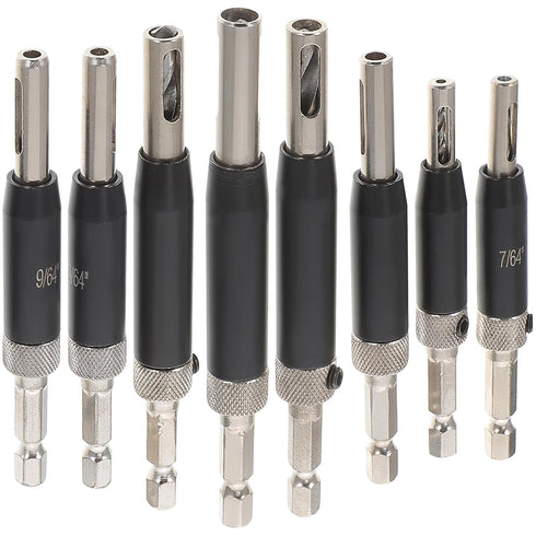 8Pcs Center Drill Bit Set: Self Centering Hinge Tapper Core Hole Puncher Woodworking Tools for Cabinet Door