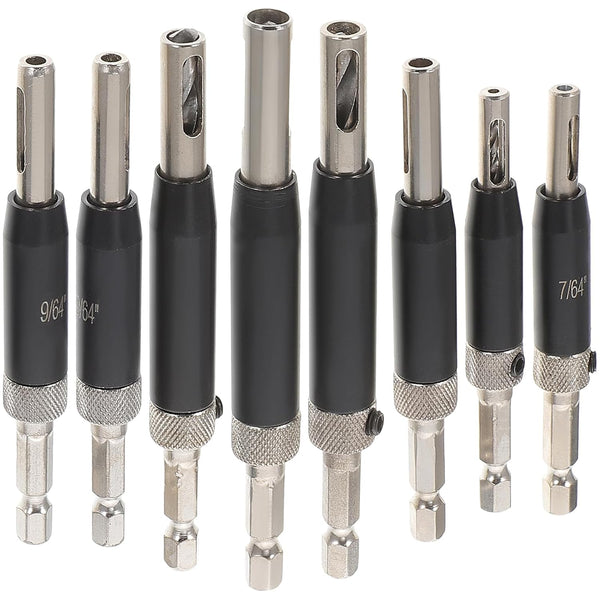 8Pcs Center Drill Bit Set: Self Centering Hinge Tapper Core Hole Puncher Woodworking Tools for Cabinet Door