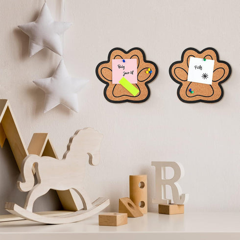 Decorative Cork Bulletin Board for Walls, Dog Paw Shape Memo Bulletin Pin Board for Office Home Kitchen (2 Pieces)