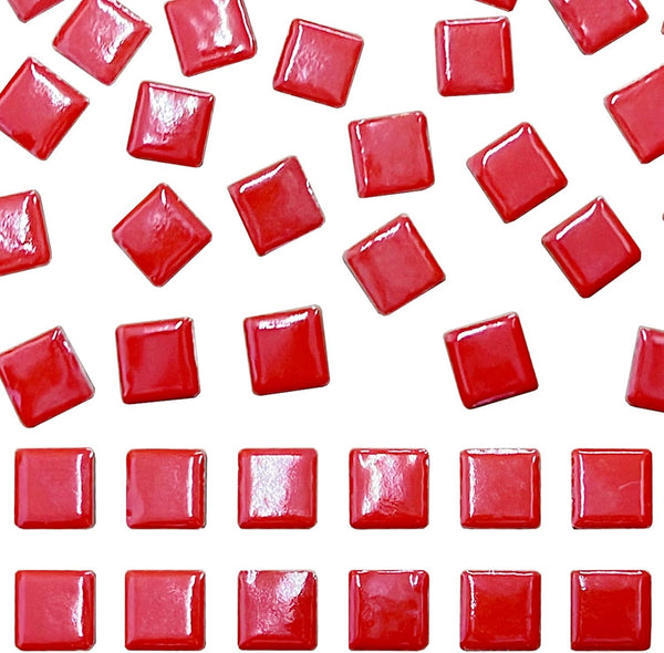 50 Pieces Red Mosaic Tiles for Crafts, 1" Ceramic Tiles Assorted Colors for Photo Frame Mosaic Stepping Stones