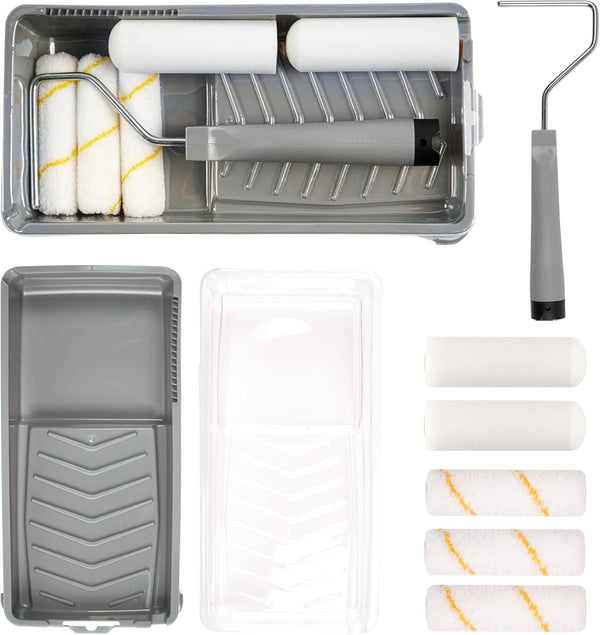8 Piece Mini Paint Roller Kit - 4 Inch Foam Paint Roller, Microfiber Rollers, Small Paint Roller with Tray