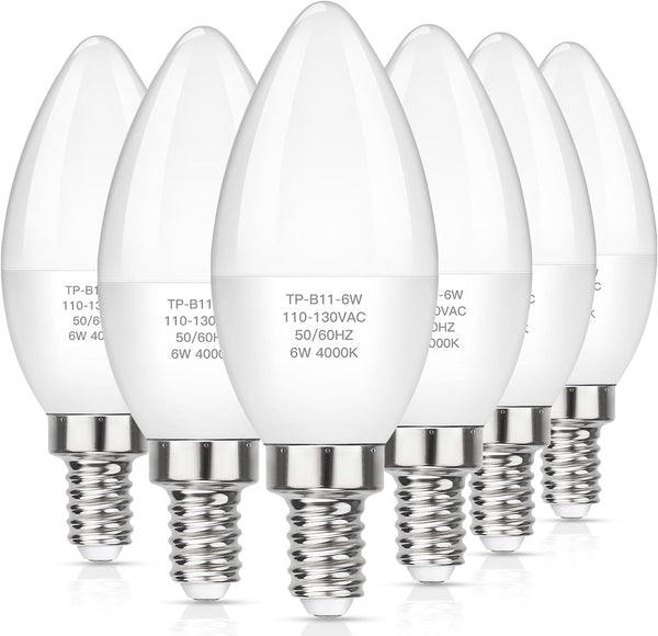 MAXvolador E12 LED Candelabra Light Bulbs 60W Equivalent, 4000K Neutral White 600