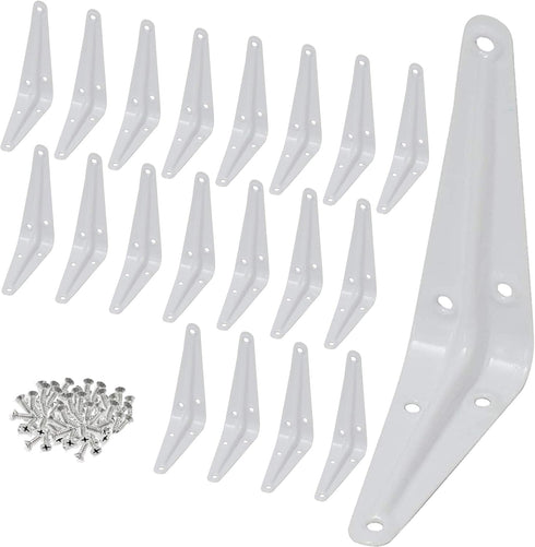 Wideskall Metal 3" x 4" inch Wall Corner Angle Shelving Shelf Brackets, White,