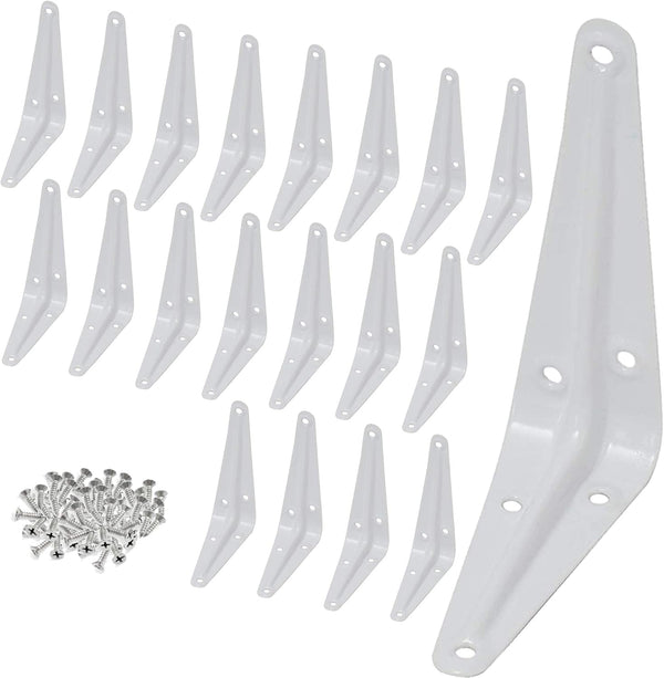 Wideskall Metal 3" x 4" inch Wall Corner Angle Shelving Shelf Brackets, White,