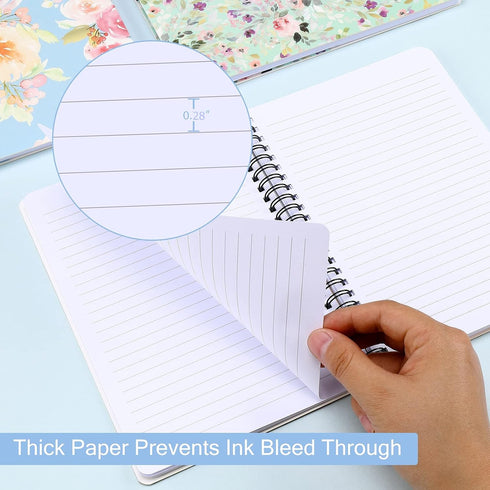 Spiral Notebook 5×7 Inch, 4 Pack Small Writing Journals College Ruled Hardcover Floral Notebook for School Supplies Studio Girls Women, Inner Pocket, 320 Sheets/640 Pages, B6 Size by SUUYOO