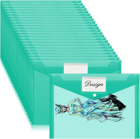 Lincia 24 Pcs Plastic Envelopes A4 Size, Poly Envelopes File Folders for Work Document Holder, Office Paper Organizer