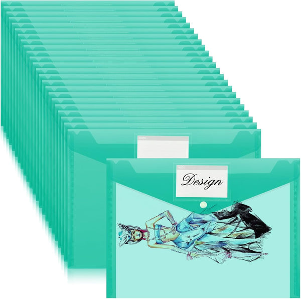 Lincia 24 Pcs Plastic Envelopes A4 Size, Poly Envelopes File Folders for Work Document Holder, Office Paper Organizer