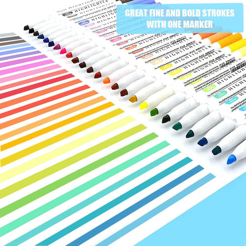 YOOUSOO 25 Pack Pastel Highlighters, Assorted Colours, Dual Tip Bible Highlighter, No Bleed Fluorescent Pens for School